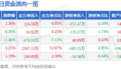 股票行情快报：祥龙电业（600769）8月22日主力资金净买入116.58万元