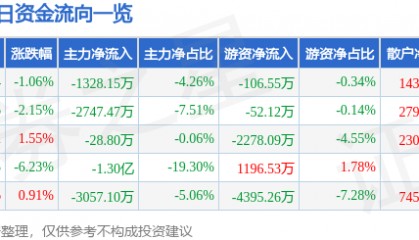 股票行情快报：国睿科技（600562）1月29日主力资金净卖出1328.15万元