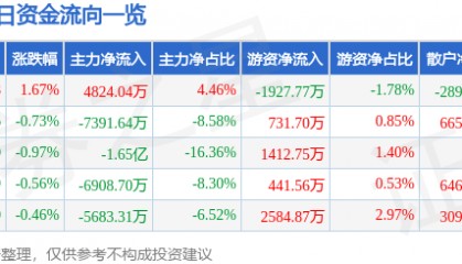股票行情快报：光线传媒（300251）7月24日主力资金净买入4824.04万元