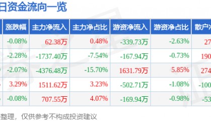 股票行情快报：岭南控股（000524）8月4日主力资金净买入62.38万元