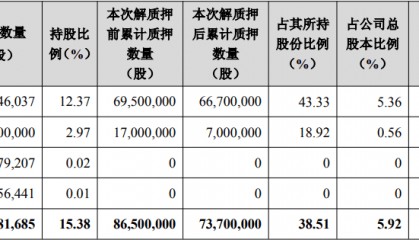 闻泰科技股东闻天下及张学政共同解除质押1280万股